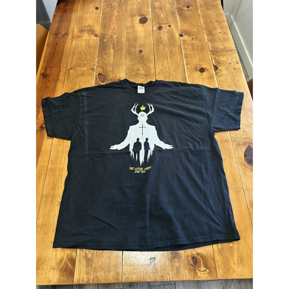 The Weeknd XO Crown Antlers Graphic T-Shirt Men's 2XL Black Gildan Heavy Cotton